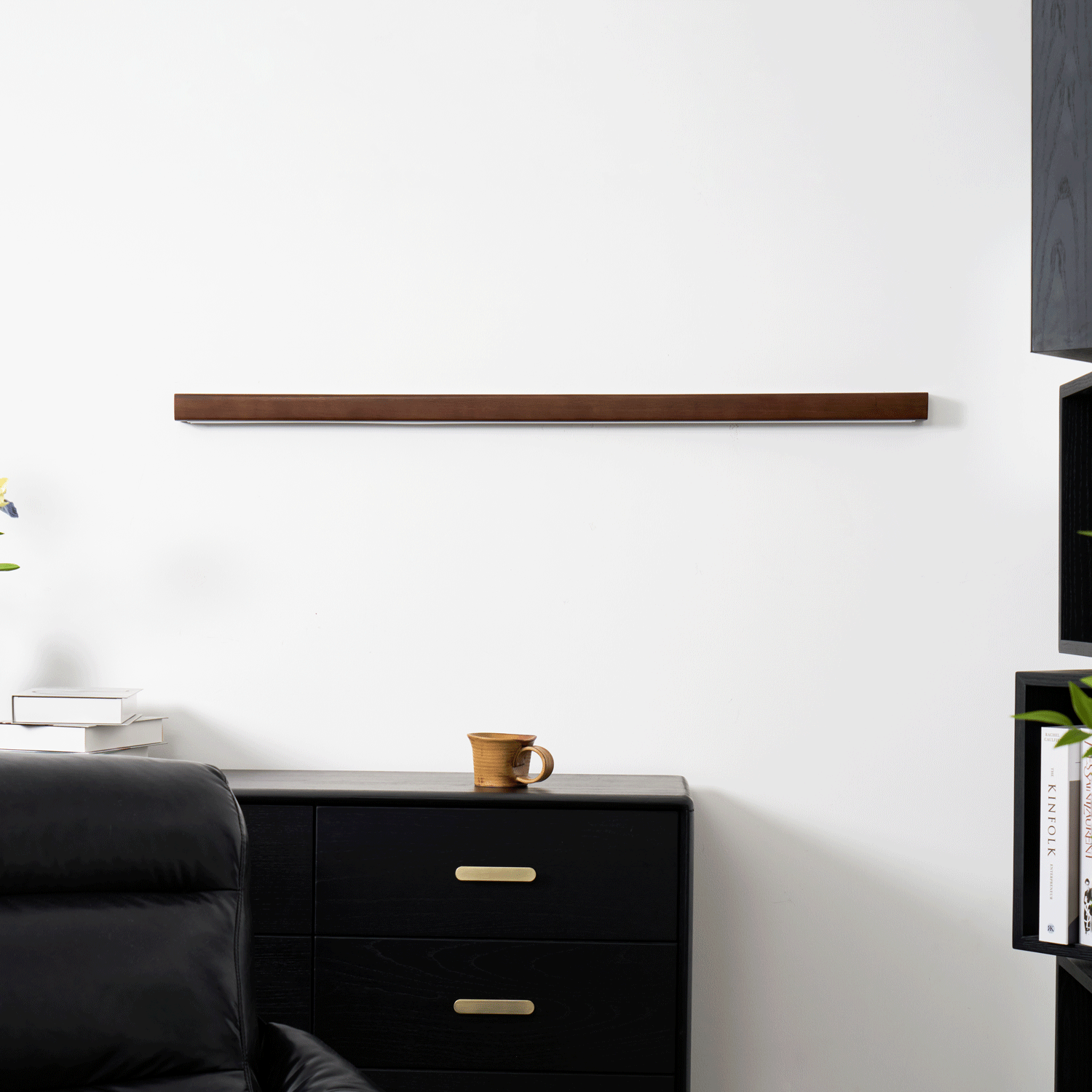 Pinea linear pine wood wall light with frosted diffuser, dimmable warm LED Moktan Sabai on Tampa Home & Garden Store