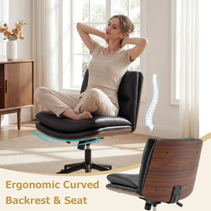 Armless Office Chair with Curved Backrest