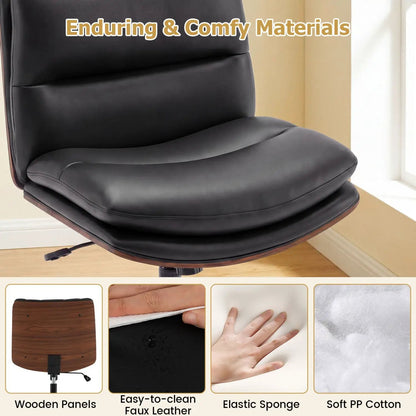 Armless Office Chair with Curved Backrest