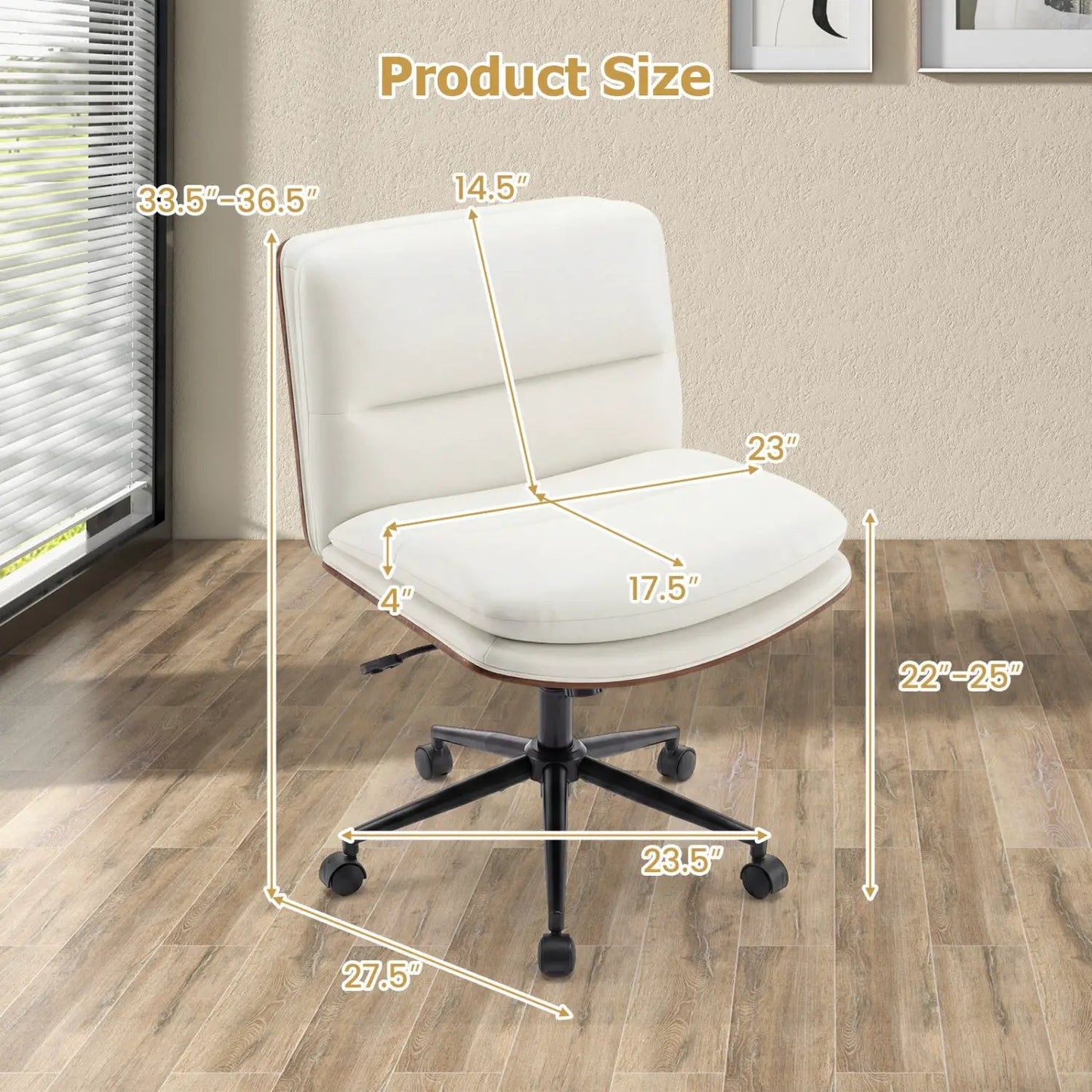 Armless Office Chair with Curved Backrest