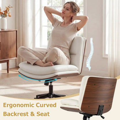 Armless Office Chair with Curved Backrest