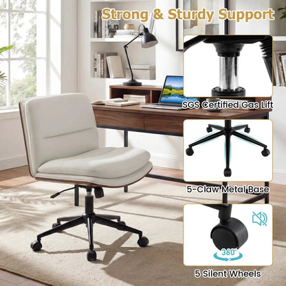 Armless Office Chair with Curved Backrest