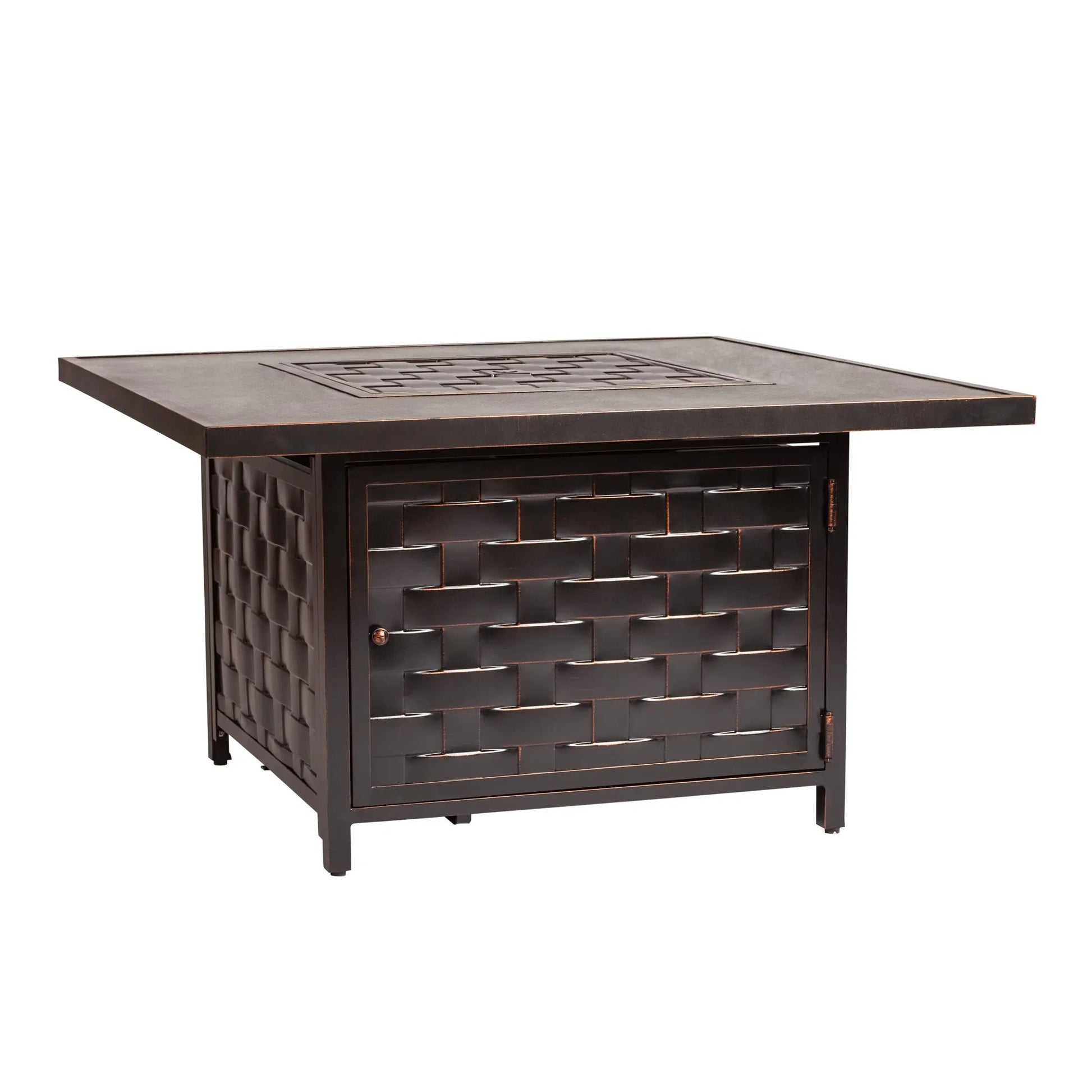 Armstrong 42" Square Basketweave Aluminum Convertible Gas Fire Pit Table - Tampa Home & Garden Store