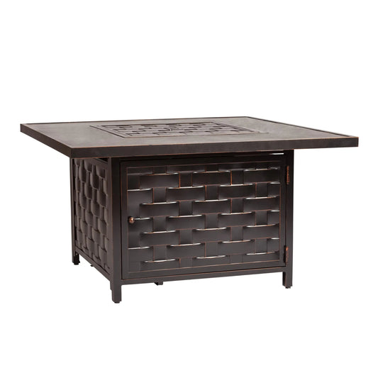 Armstrong 42" Square Basketweave Aluminum Convertible Gas Fire Pit Table - Tampa Home & Garden Store