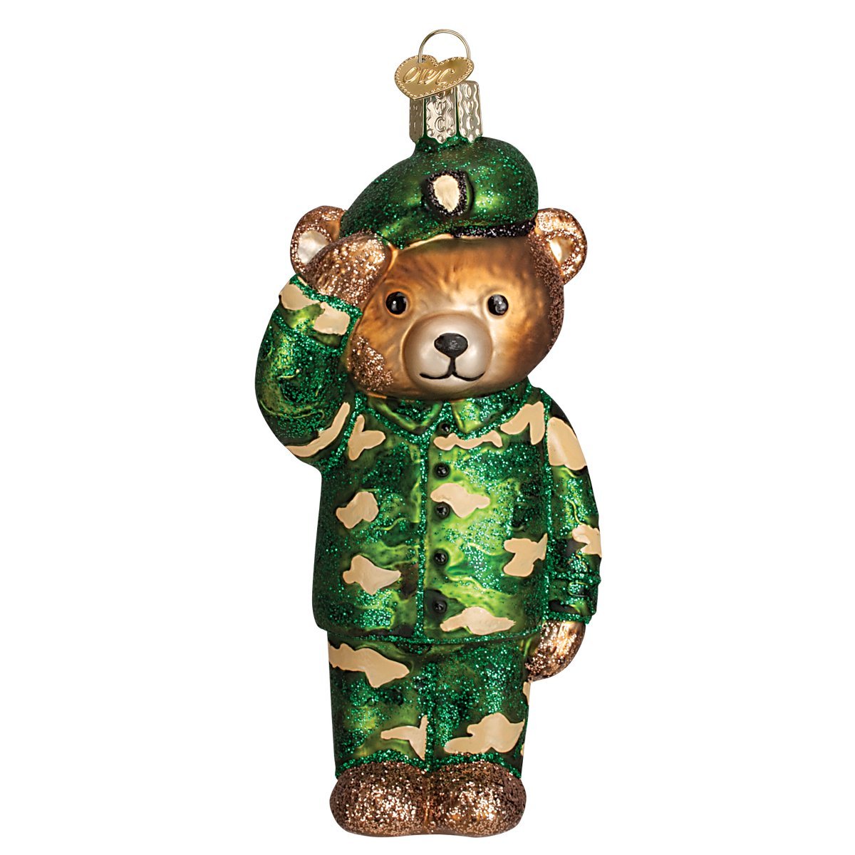 Army Bear Glass Ornament - Tampa Home & Garden Store