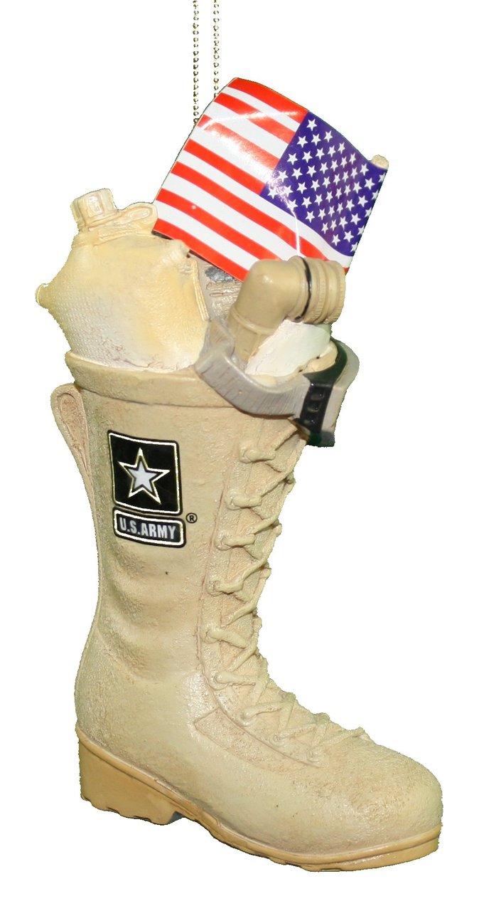 Army Boot With USA Flag Ornament - Tampa Home & Garden Store