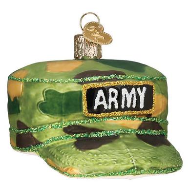 Army Cap Glass Ornament - Tampa Home & Garden Store