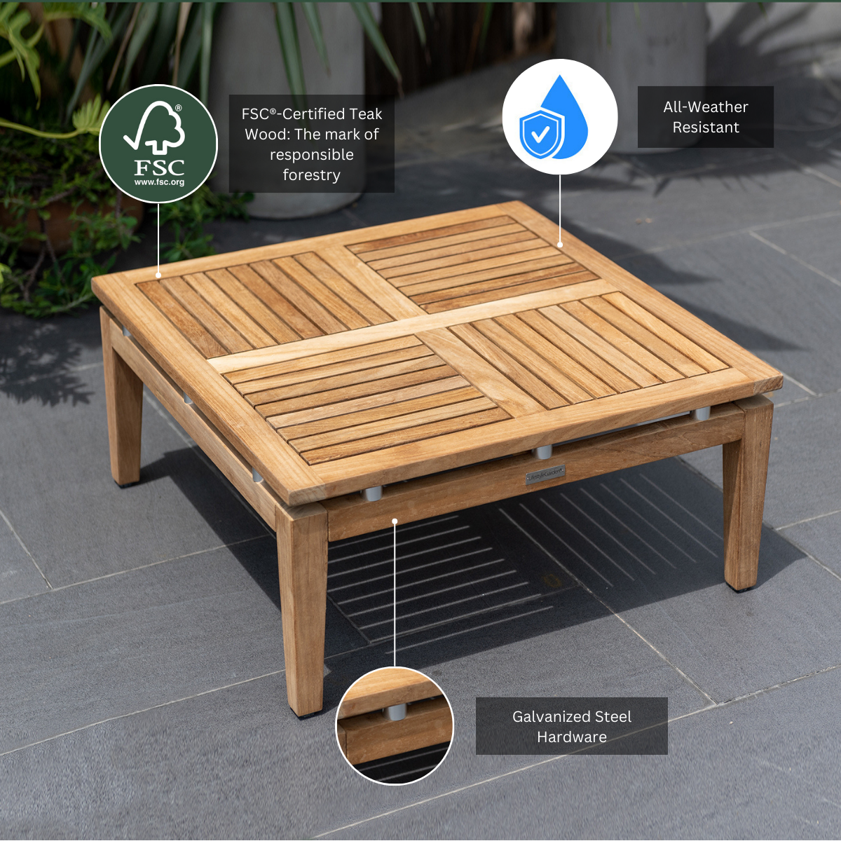 Arno 6pc Corner Set Light outdoor Teak by LifestyleGarden US on Tampa Home & Garden Store