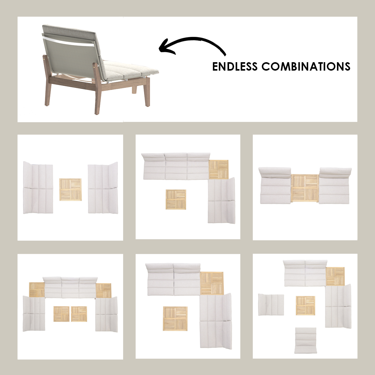 Arno 6pc Corner Set Light by LifestyleGarden US with wood frame and light cushions on Tampa Home & Garden Store