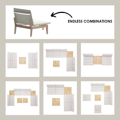 Arno 6pc Corner Set Light by LifestyleGarden US with wood frame and light cushions on Tampa Home & Garden Store