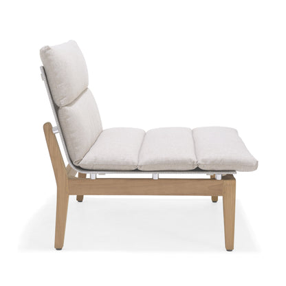 Arno 6pc Corner Set Light outdoor seating with beige cushions and wood frame on Tampa Home & Garden Store