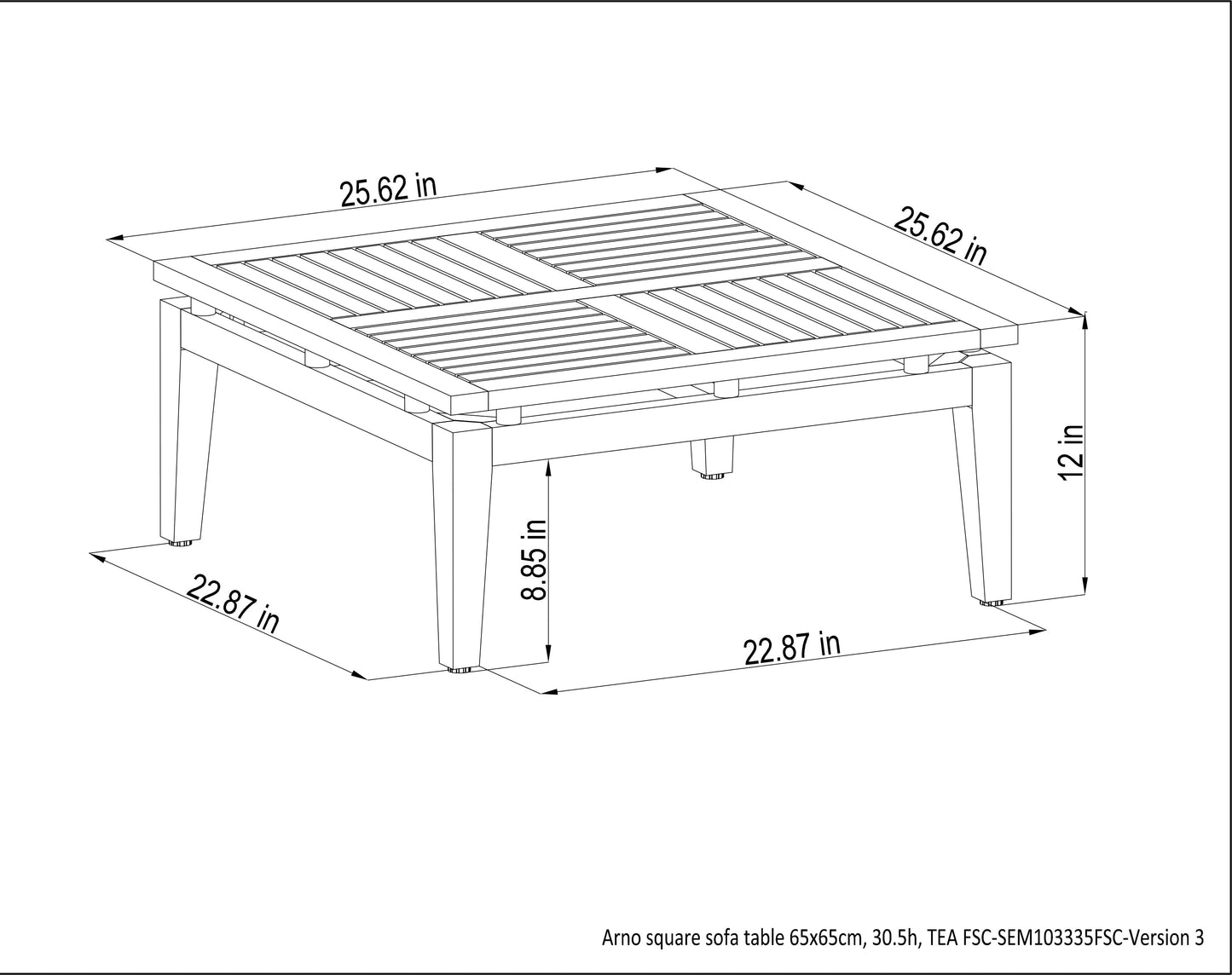 Arno 6pc Corner Set Dark outdoor furniture by LifestyleGarden US, dimensioned drawing on Tampa Home & Garden Store