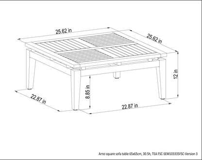 Arno 6pc Corner Set Dark outdoor furniture by LifestyleGarden US, dimensioned drawing on Tampa Home & Garden Store