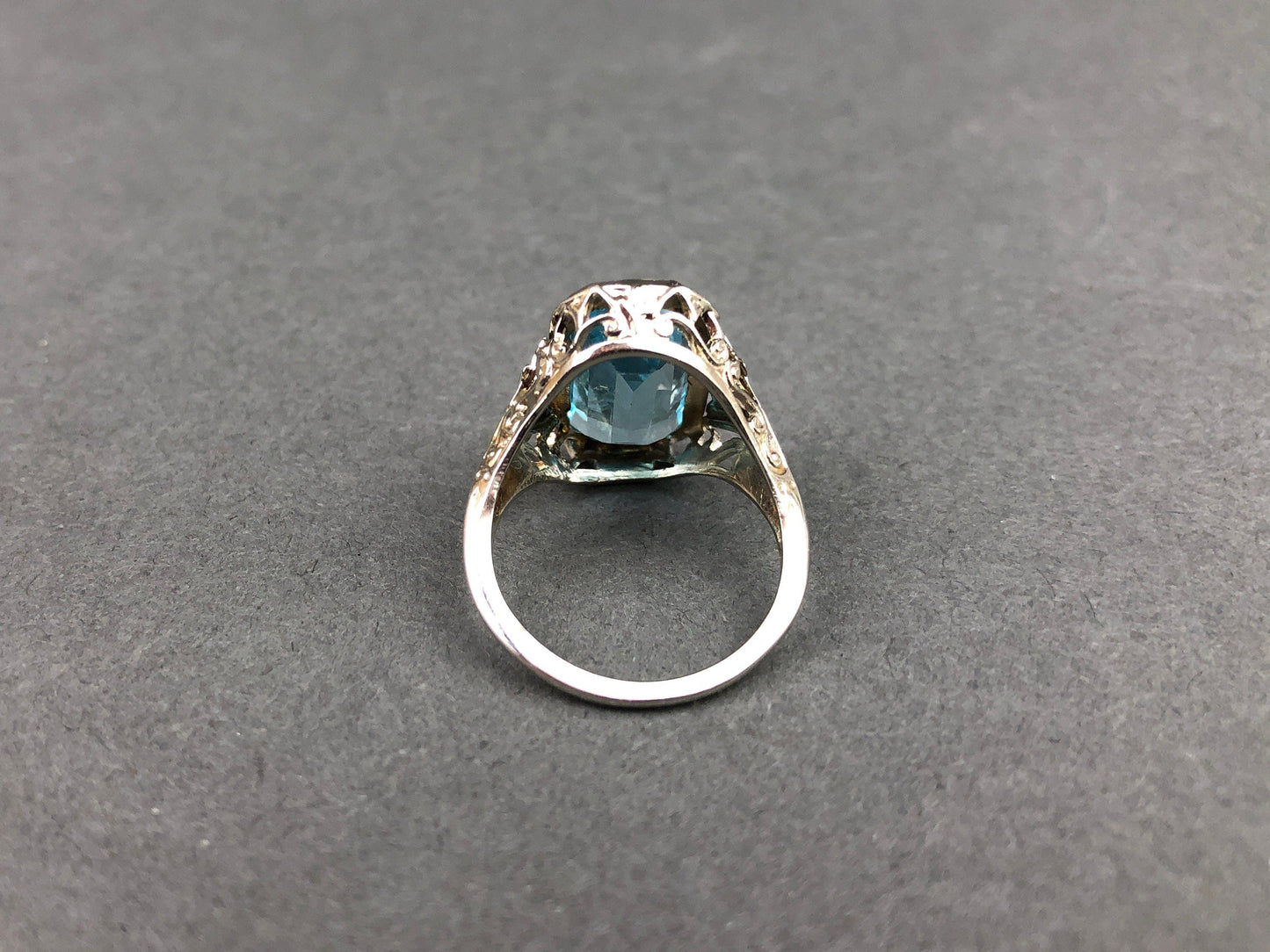 Art Deco 14k Gold 5ct Sky Blue Topaz Ring - Tampa Home & Garden Store