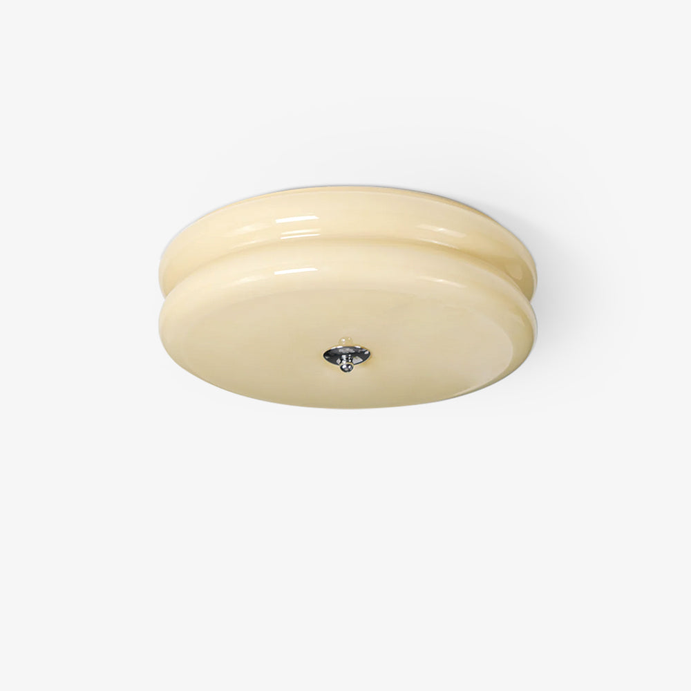 Art Deco ribbed glass round ceiling light flush mount with warm LED on Tampa Home & Garden Store
