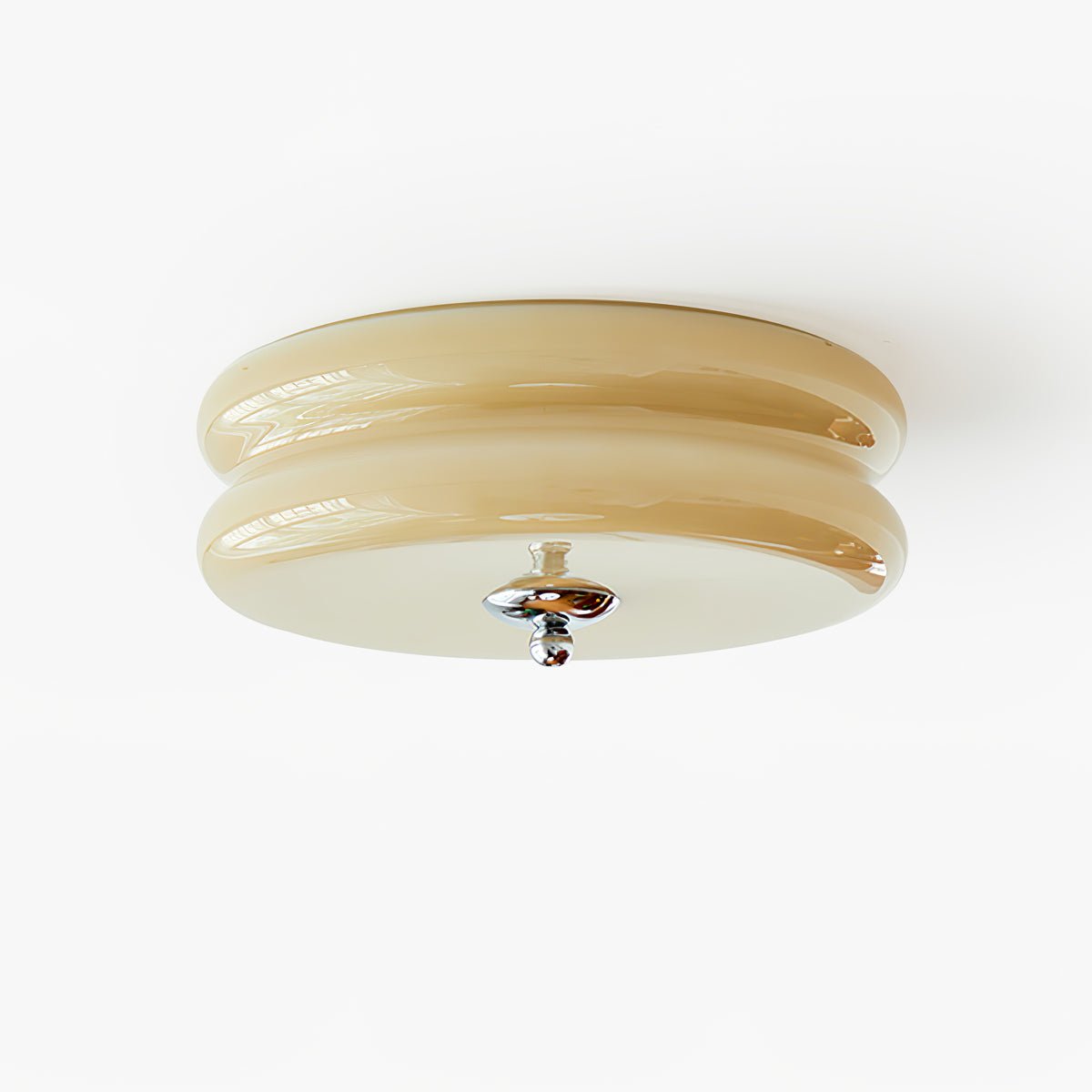 Art Deco ribbed glass ceiling light by Moktan Sabai with gold frame and LED flush mount on Tampa Home & Garden Store