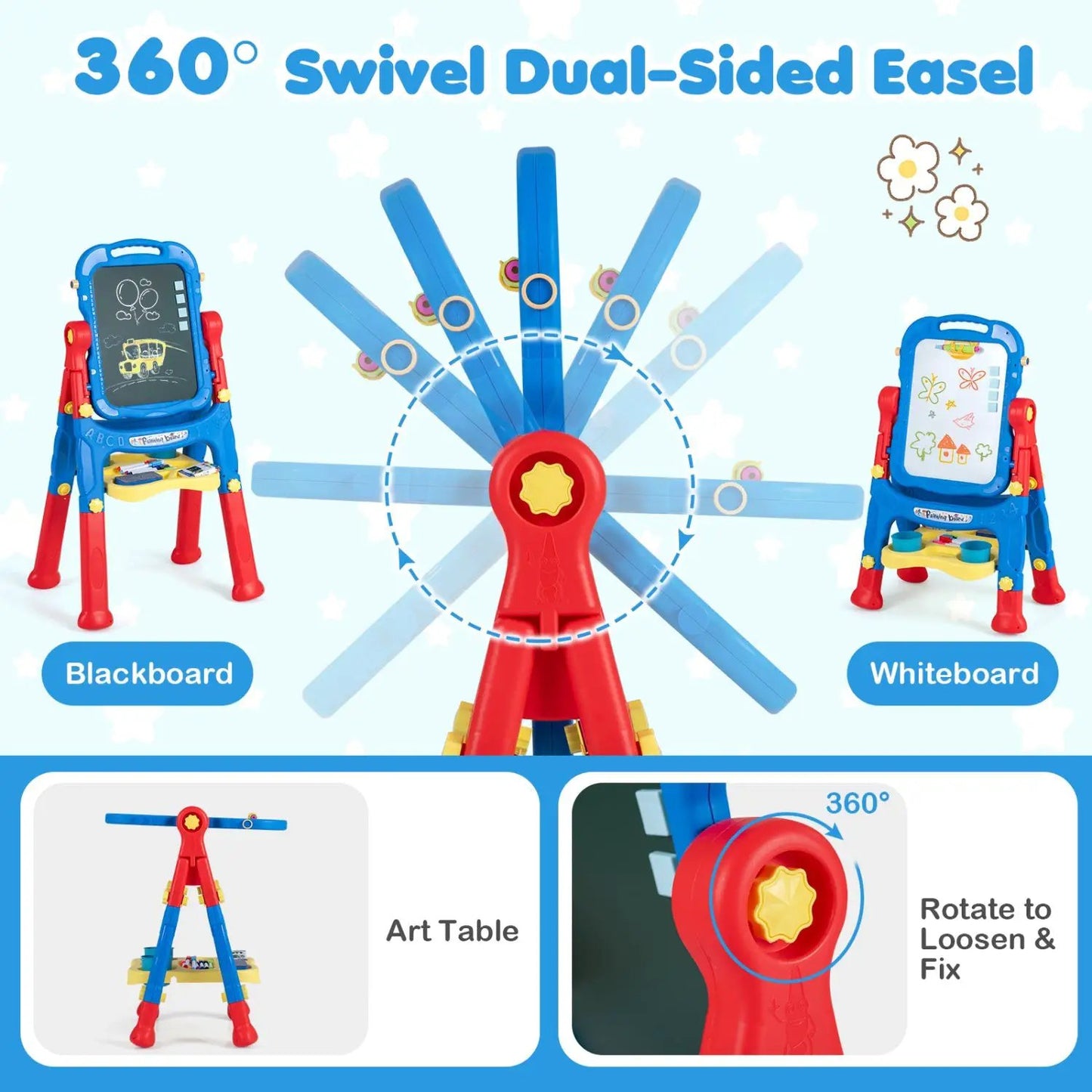 Art Easel Adjustable Height and 22 Accessories