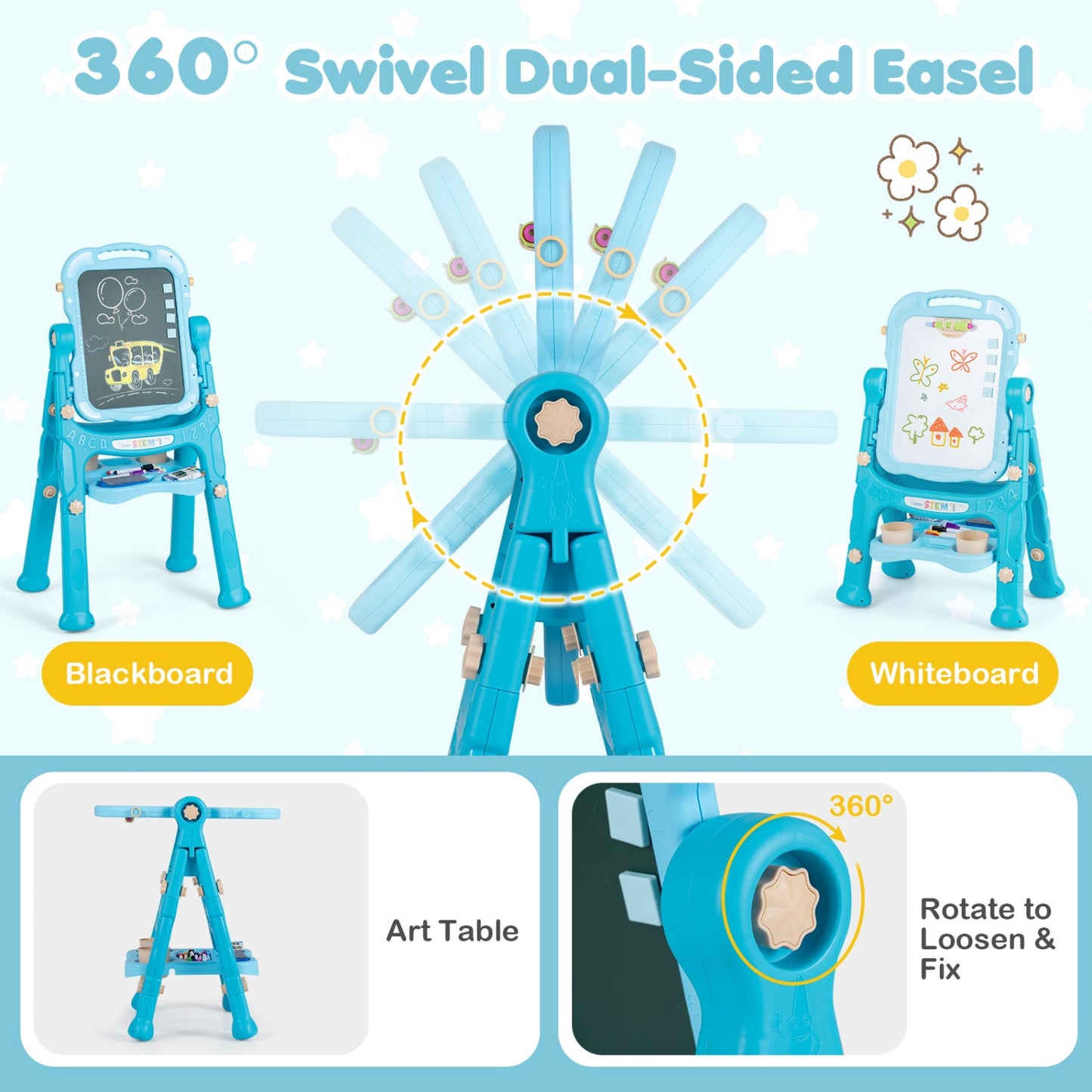 Art Easel Adjustable Height and 22 Accessories