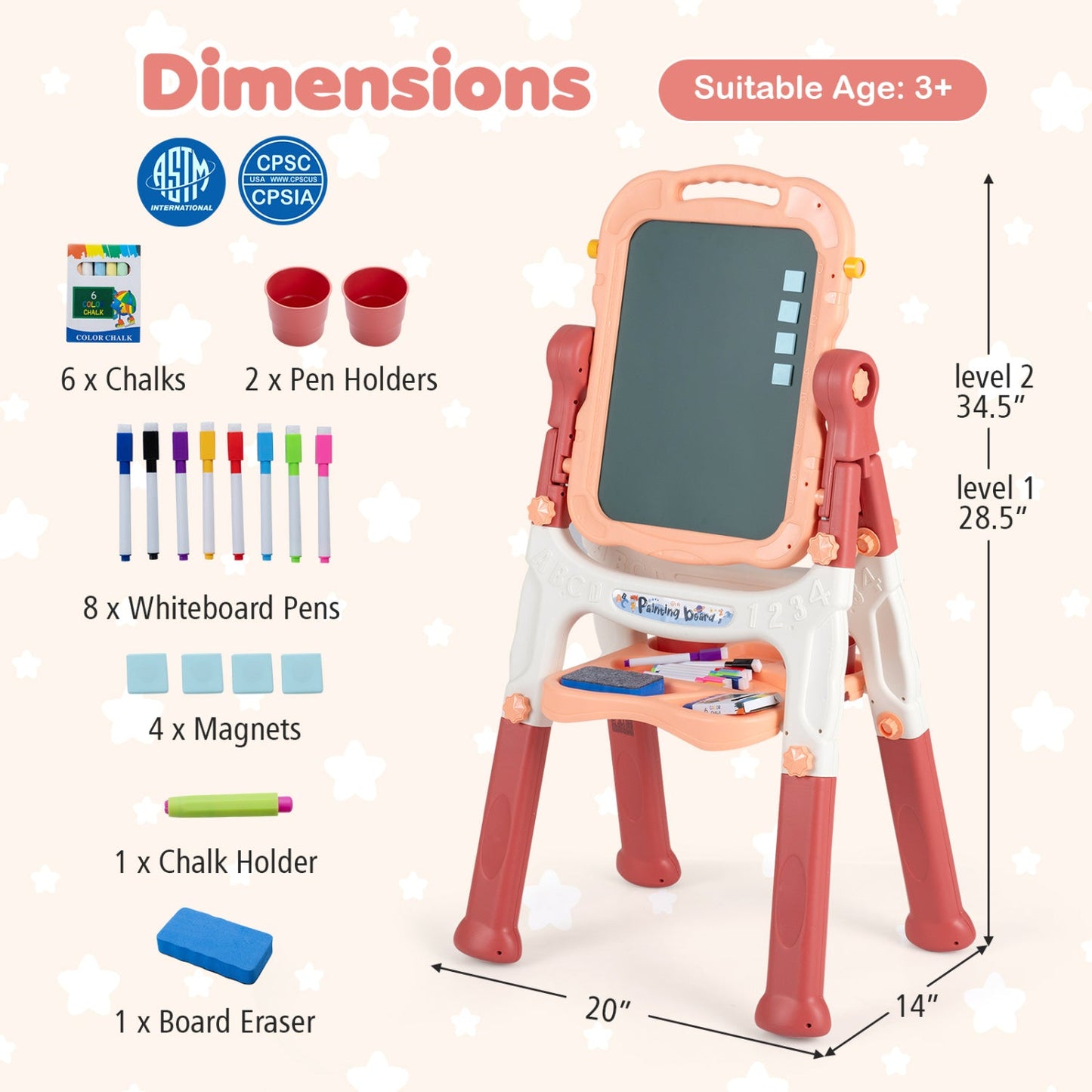 Art Easel Adjustable Height and 22 Accessories