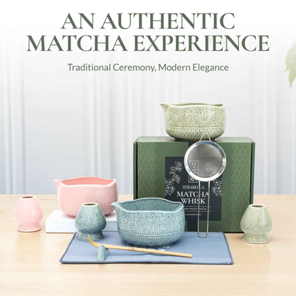 Set de batidor de matcha Strabella: batidor de bambú premium y cuenco de cerámica, regalo navideño