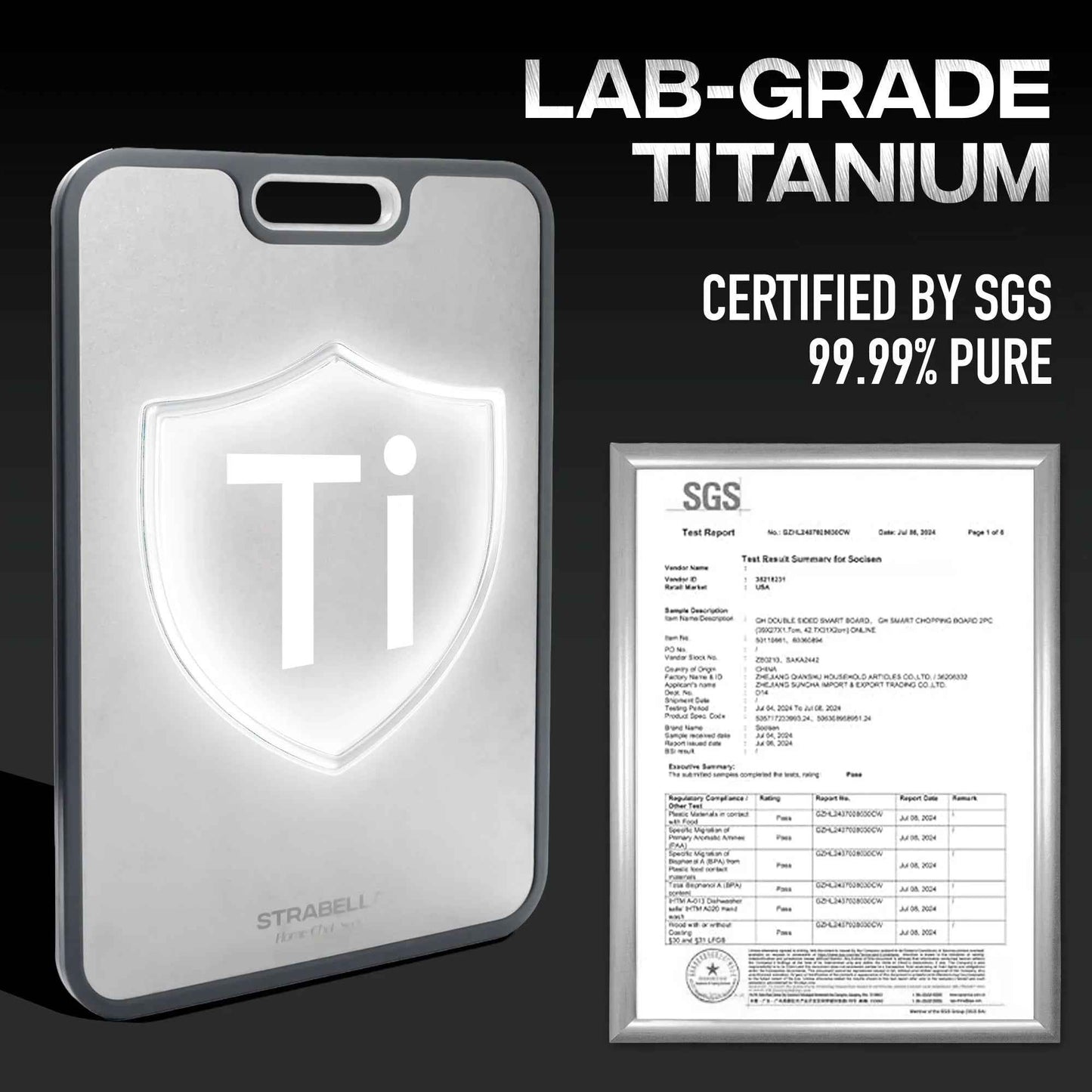 Tabla de cortar de titanio Strabella: set de regalo navideño antibacteriano y resistente a rayones