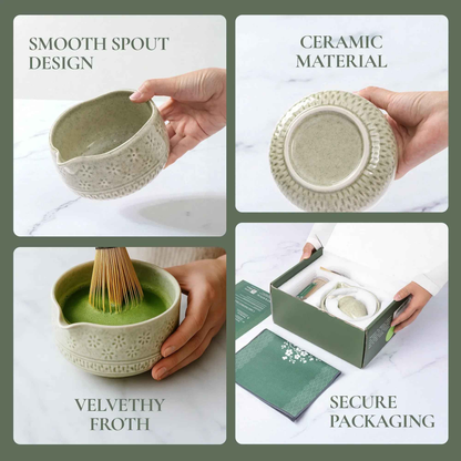 Set de batidor de matcha Strabella: batidor de bambú premium y cuenco de cerámica, regalo navideño