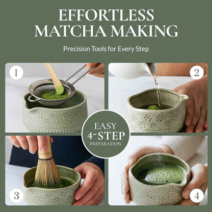 Set de batidor de matcha Strabella: batidor de bambú premium y cuenco de cerámica, regalo navideño