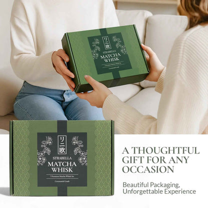 Set de batidor de matcha Strabella: batidor de bambú premium y cuenco de cerámica, regalo navideño