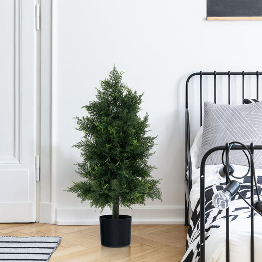 Artificial Cedar Topiary Tree with Plastic Nursery Pot for Porch and Office - Tampa Home & Garden Store