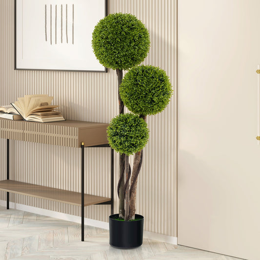 4 FT Artificial Boxwood Topiary Ball Tree in Weighted Pot with Triple Ball - Tampa Home & Garden Store