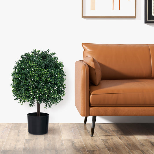 Artificial Boxwood Topiary Ball Tree Faux Bushes Ball Plants with UV Rated Leaves - Tampa Home & Garden Store