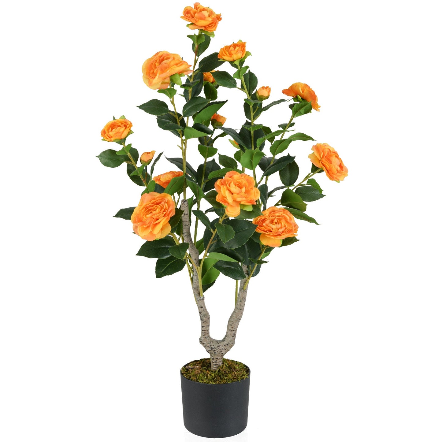 Árbol de Camelia Artificial de 36 Pulgadas con Flor Floreciente, 1 Unidad - Naranja