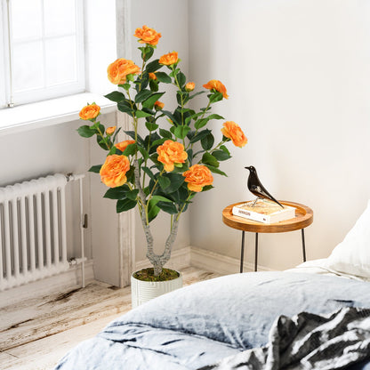 Árbol de Camelia Artificial de 36 Pulgadas con Flor Floreciente, 1 Unidad - Naranja