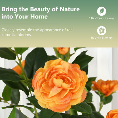 Árbol de Camelia Artificial de 36 Pulgadas con Flor Floreciente, 1 Unidad - Naranja