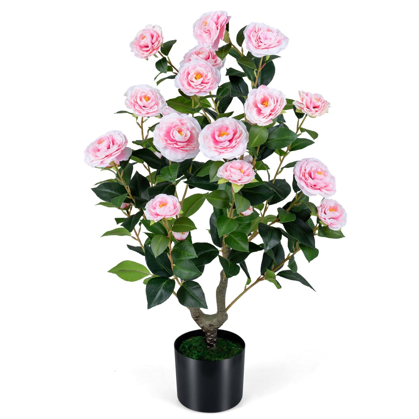 Artificial Camellia Tree in Cement Filled Pot