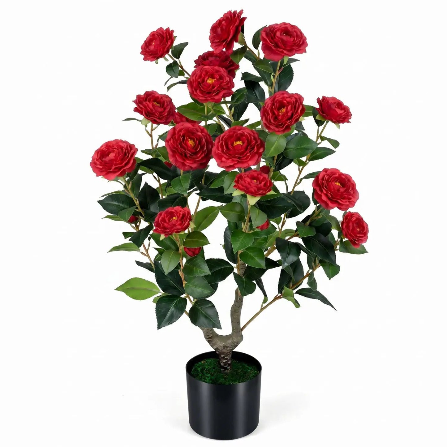 Artificial Camellia Tree in Cement Pot 35.5 Inches