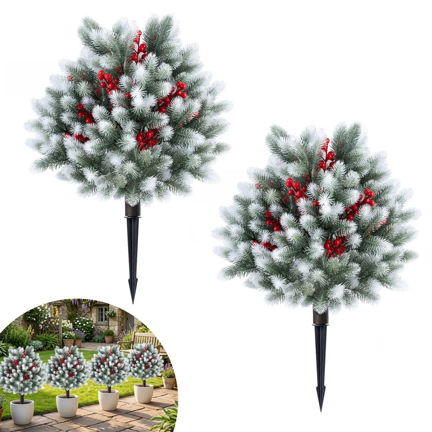Artificial Cedar Topiary Trees with Ground Spikes