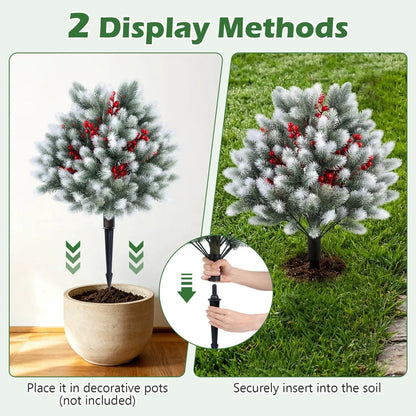 Artificial Cedar Topiary Trees with Ground Spikes