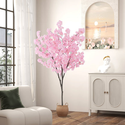 Árbol artificial de flor de cerezo de 6.5 pies de alto con 900 flores rosas