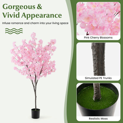 Árbol artificial de flor de cerezo de 6.5 pies de alto con 900 flores rosas