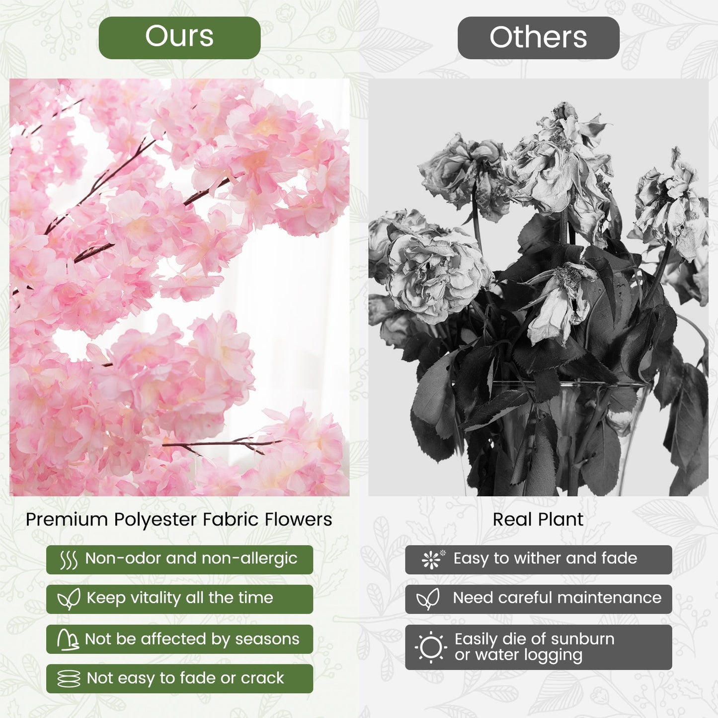 Árbol artificial de flor de cerezo de 6.5 pies de alto con 900 flores rosas