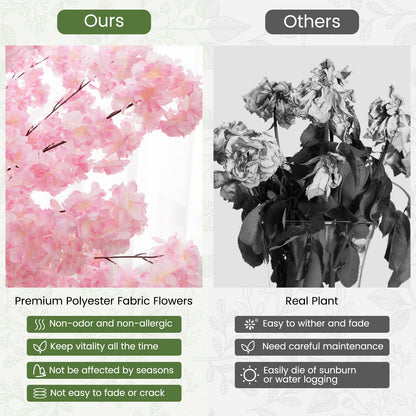 Árbol artificial de flor de cerezo de 6.5 pies de alto con 900 flores rosas