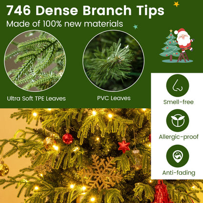 Artificial Christmas Tree with LED Lights and PVC Mixed Branch Tips