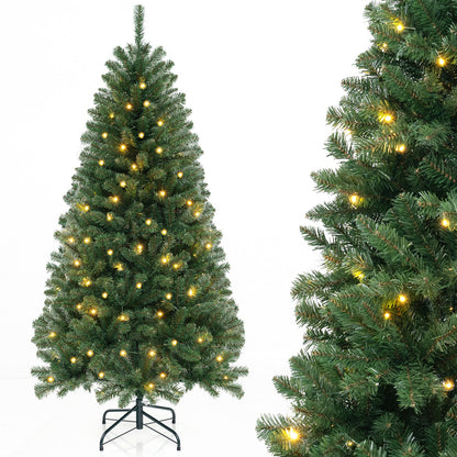 Two DirectDeals pre-lit artificial Christmas trees with warm LED lights, needles on metal stand on Tampa Home & Garden Store