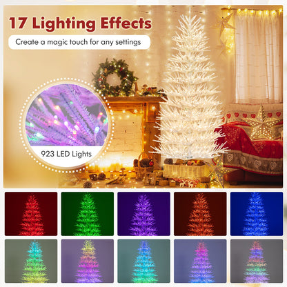 Árbol de Navidad Artificial Preiluminado de 2,1 m, Árbol de Navidad Articulado con 820 Puntas de Rama Tipo Coral