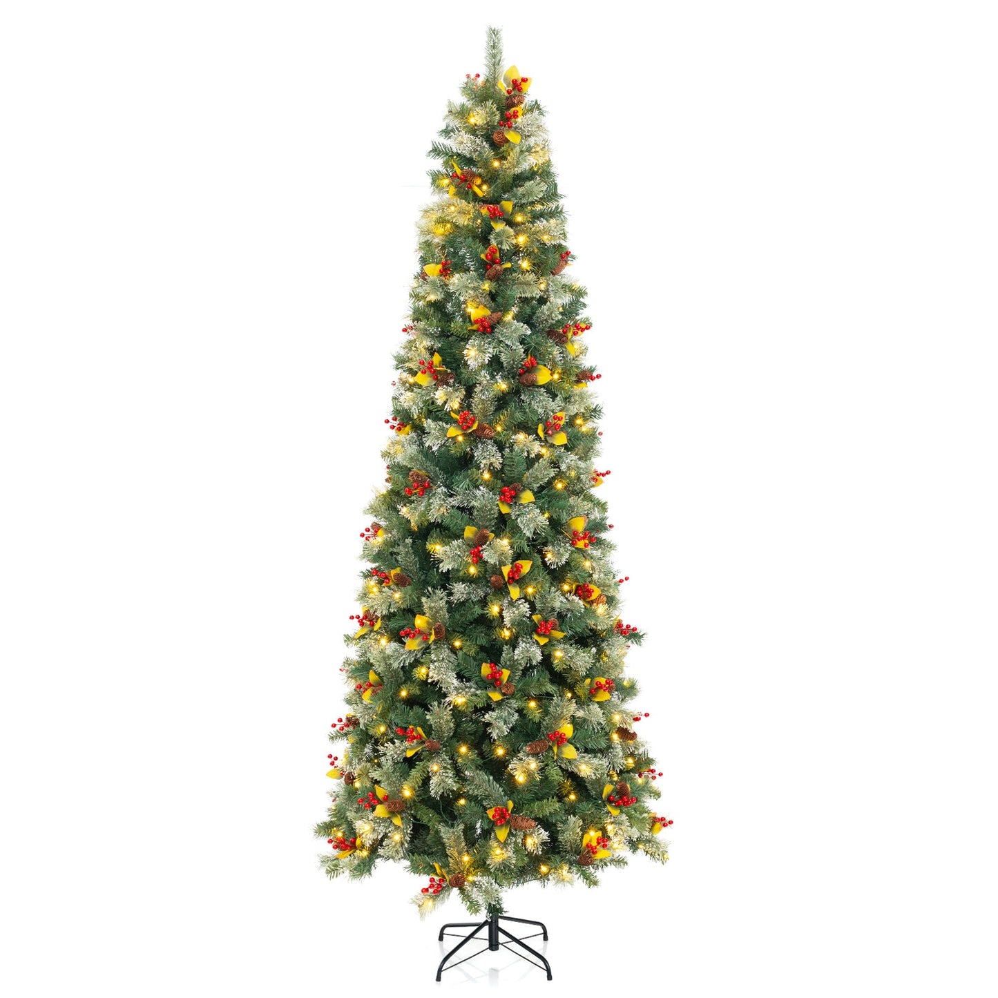 5/7.5/9 FT Pre-Lit Artificial Christmas Tree with 453/1096/1416 PVC and Pine Needles-XL