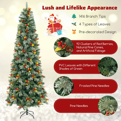 5/7.5/9 FT Pre-Lit Artificial Christmas Tree with 453/1096/1416 PVC and Pine Needles-XL