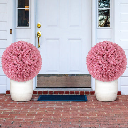 Bolas decorativas de eucalipto falso morado de 17.5 pulgadas con 7 capas de hojas para patio trasero, porche, jardín y boda - Rosa