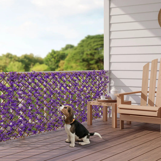 Faux Purple Eucalyptus Panel with Willow Frame decorative lattice on balcony railing on Tampa Home & Garden Store