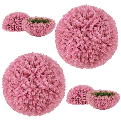 Bolas decorativas de eucalipto falso morado de 17.5 pulgadas con 7 capas de hojas para patio trasero, porche, jardín y boda - Rosa